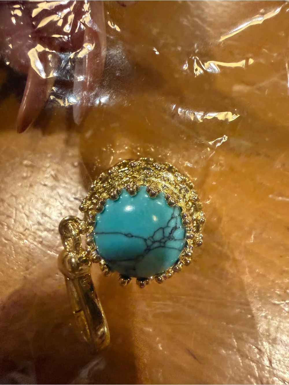 Feed Me Gems Gold Texas Turquoise Pendant Charm for your favorite jewelry - NEW